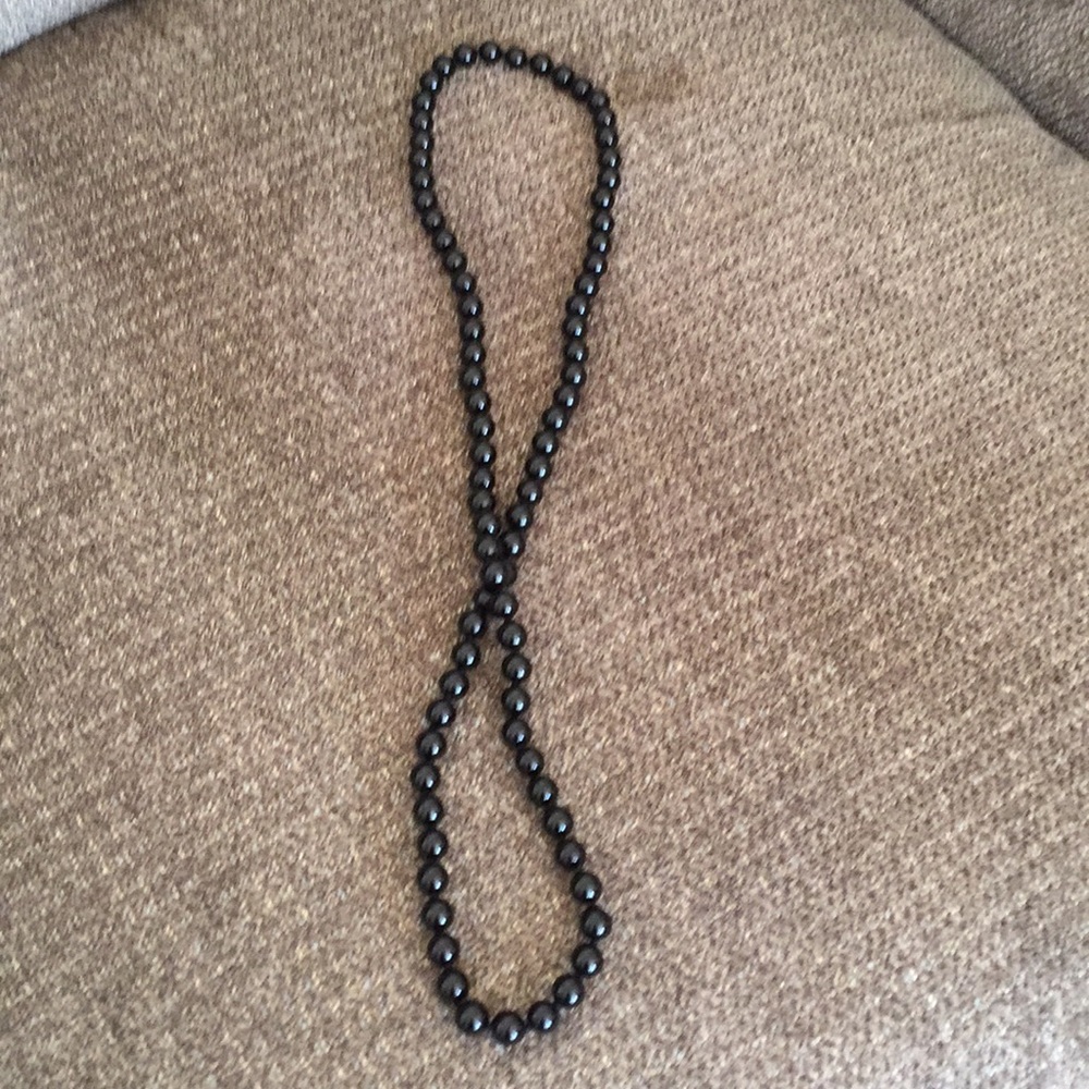 Long onyx beaded necklace